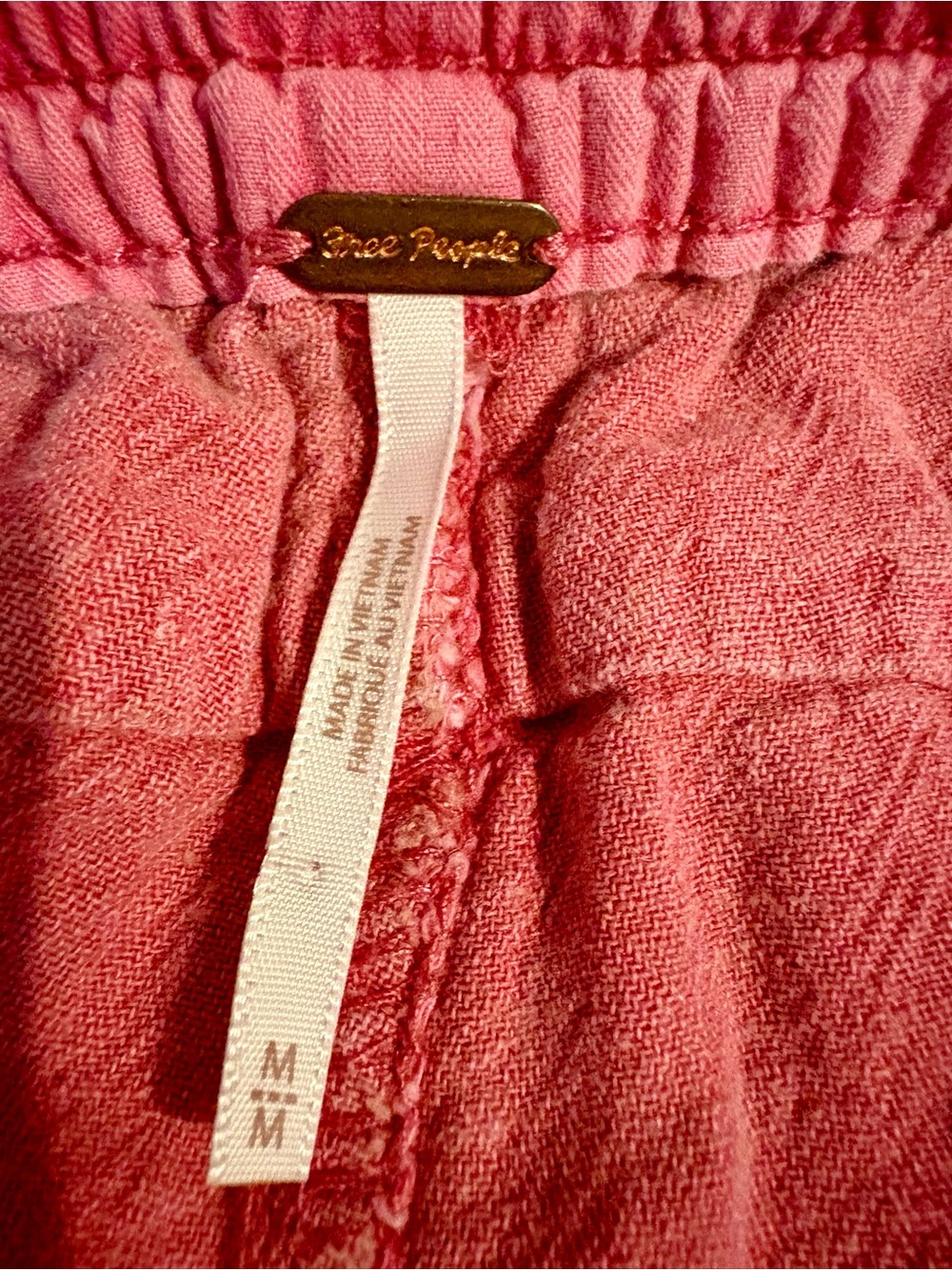 Free People Women’s Coral Pink Elastic-Waist Pants